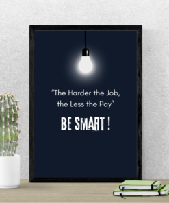 "Be Smart" Motivational Wall Art – Work Smarter Not Harder Quote Print