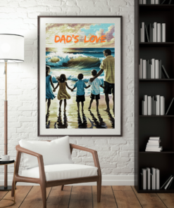 Alternative view of “Dad’s Love” – Heartwarming Father & Children Beach Sunset Wall Art
