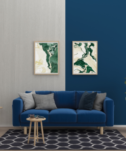 Alternative view of Emerald Flow – Set of 2 Abstract Green Marble Digital Wall Art Prints