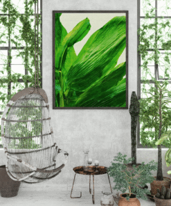 "Green Serenity" – Abstract Botanical Leaf Canvas Wall Art