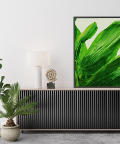 Alternative view of "Green Serenity" – Abstract Botanical Leaf Canvas Wall Art