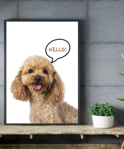 "Cute Talking Poodle Printable Wall Art – Funny Dog Saying Hello – Pet-Themed Digital Decor for Dog Lovers"