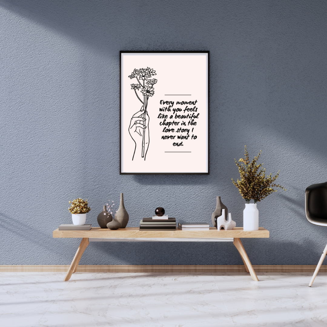 Romantic Flower Line Art Quote Print – “Every Moment With You” | Minimalist Love Wall Art | Digital Download - Image 4