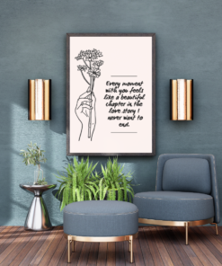 Alternative view of Romantic Flower Line Art Quote Print – “Every Moment With You” | Minimalist Love Wall Art | Digital Download