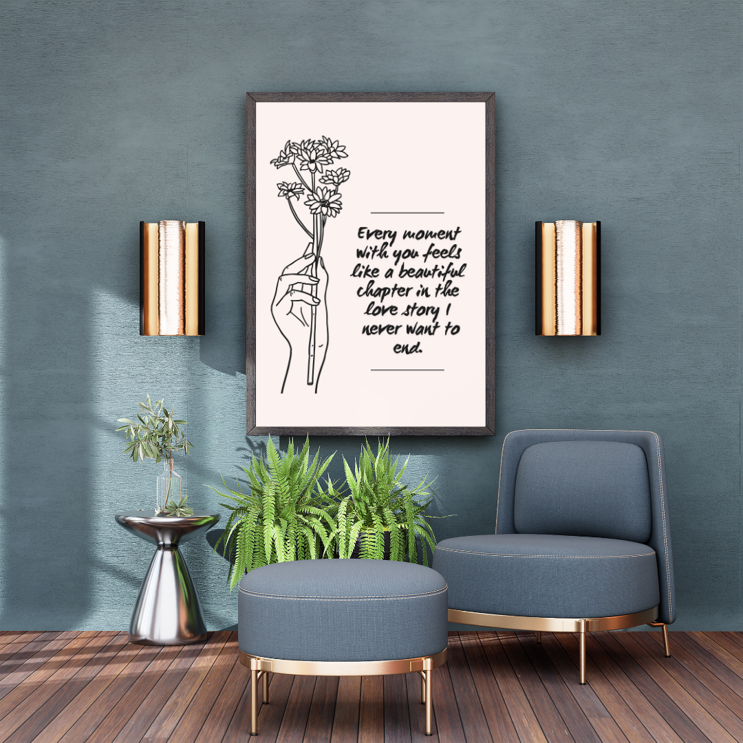 Romantic Flower Line Art Quote Print – “Every Moment With You” | Minimalist Love Wall Art | Digital Download - Image 2