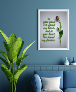 Alternative view of Romantic Floral Quote Digital Wall Art – “In Your Arms I’ve Found My Home” Printable, Inspirational Love Quote, Minimalist Botanical Decor