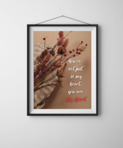 Romantic Quote Wall Art – “You Are My Heart” Printable Decor | Digital Download | Love & Anniversary Gift | Boho Floral Art Print