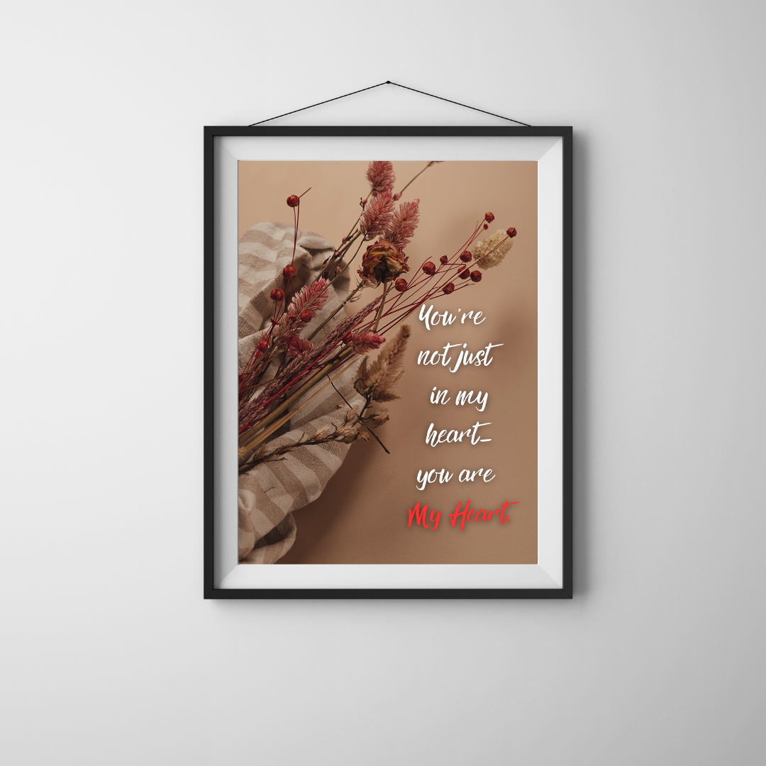 Romantic Quote Wall Art – “You Are My Heart” Printable Decor | Digital Download | Love & Anniversary Gift | Boho Floral Art Print