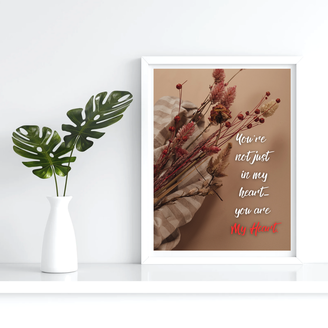 Romantic Quote Wall Art – “You Are My Heart” Printable Decor | Digital Download | Love & Anniversary Gift | Boho Floral Art Print - Image 3