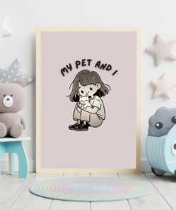 Alternative view of “My Pet and I” Cute Girl with Cat Printable Wall Art – Digital Download for Pet Lovers, Nursery & Kids Room Decor