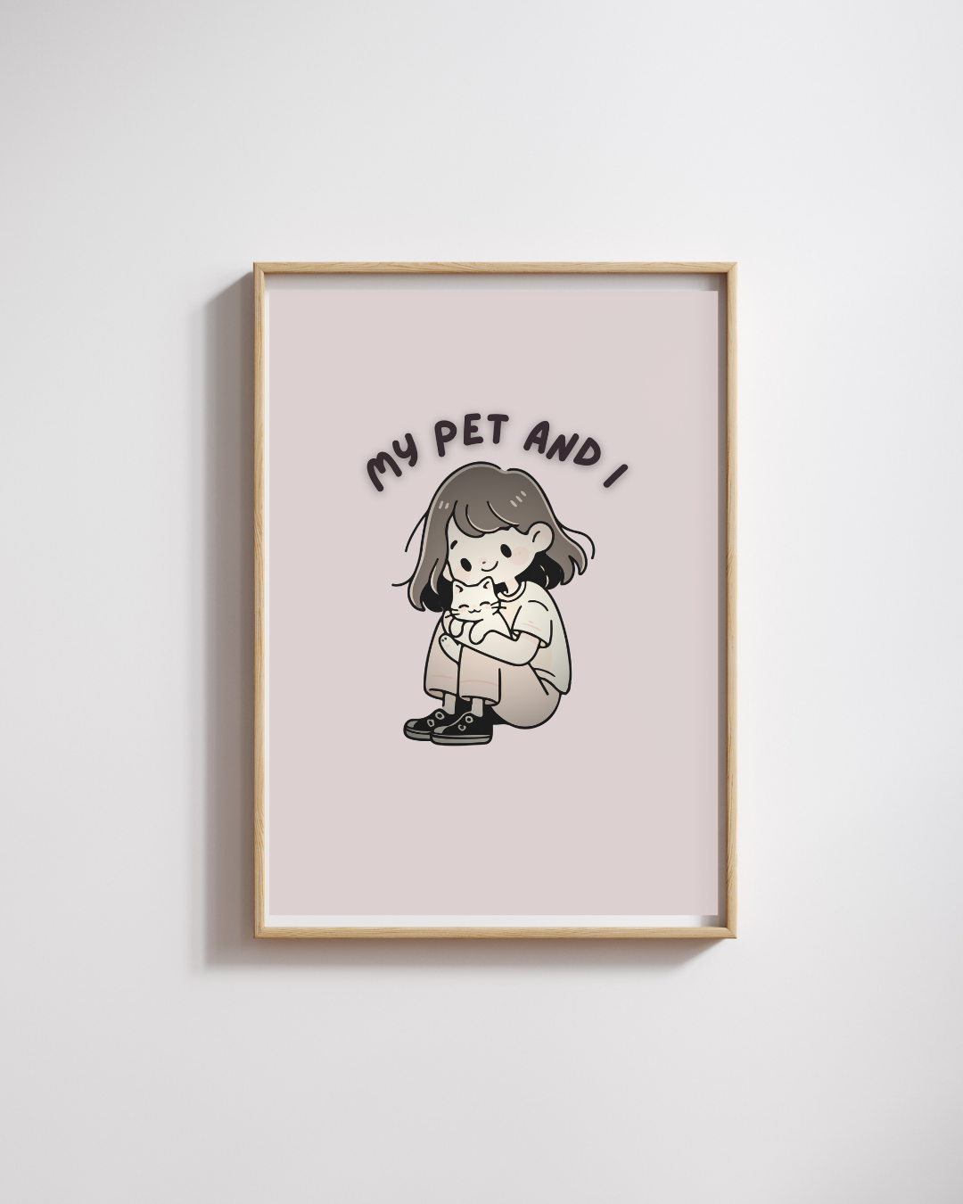 “My Pet and I” Cute Girl with Cat Printable Wall Art – Digital Download for Pet Lovers, Nursery & Kids Room Decor - Image 4