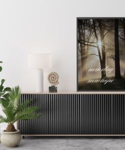 Alternative view of "New Day, New Hope – Inspirational Sunrise Forest Quote Print"