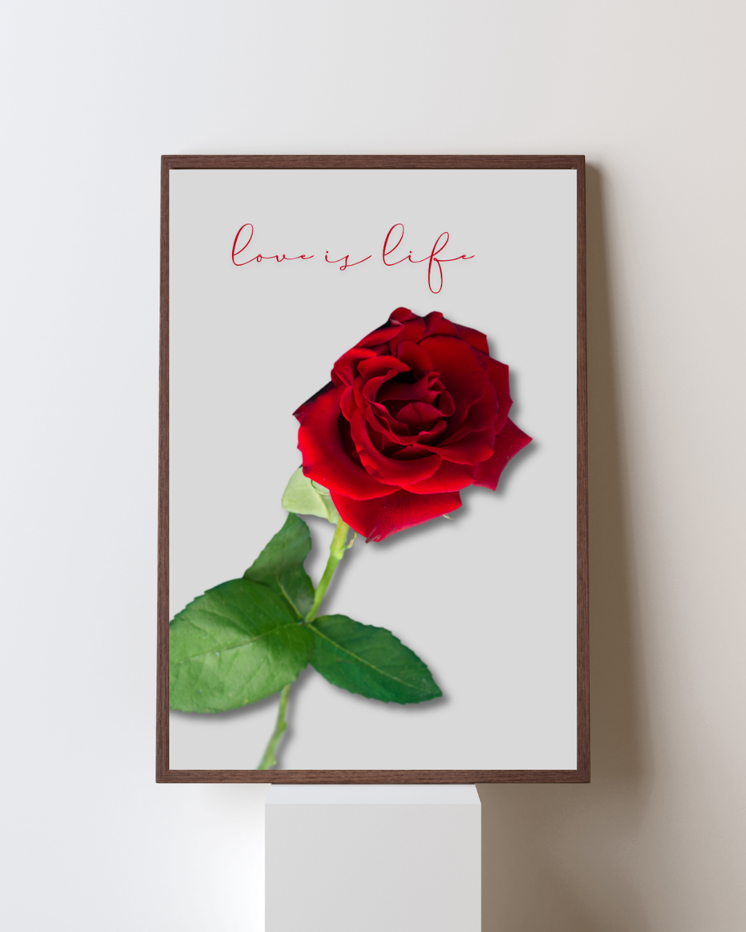 "Love Is Life" – Red Rose Inspirational Quote Wall Art (Digital Download)