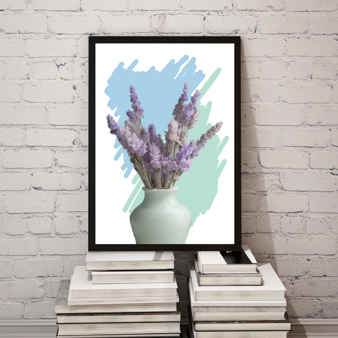 Lavender Vase Digital Wall Art – Minimalist Floral Print, Purple Botanical Artwork, Pastel Home Decor, Instant Download