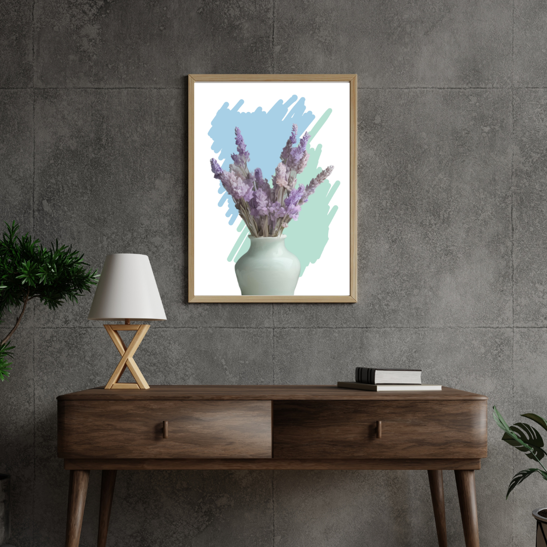 Lavender Vase Digital Wall Art – Minimalist Floral Print, Purple Botanical Artwork, Pastel Home Decor, Instant Download - Image 3