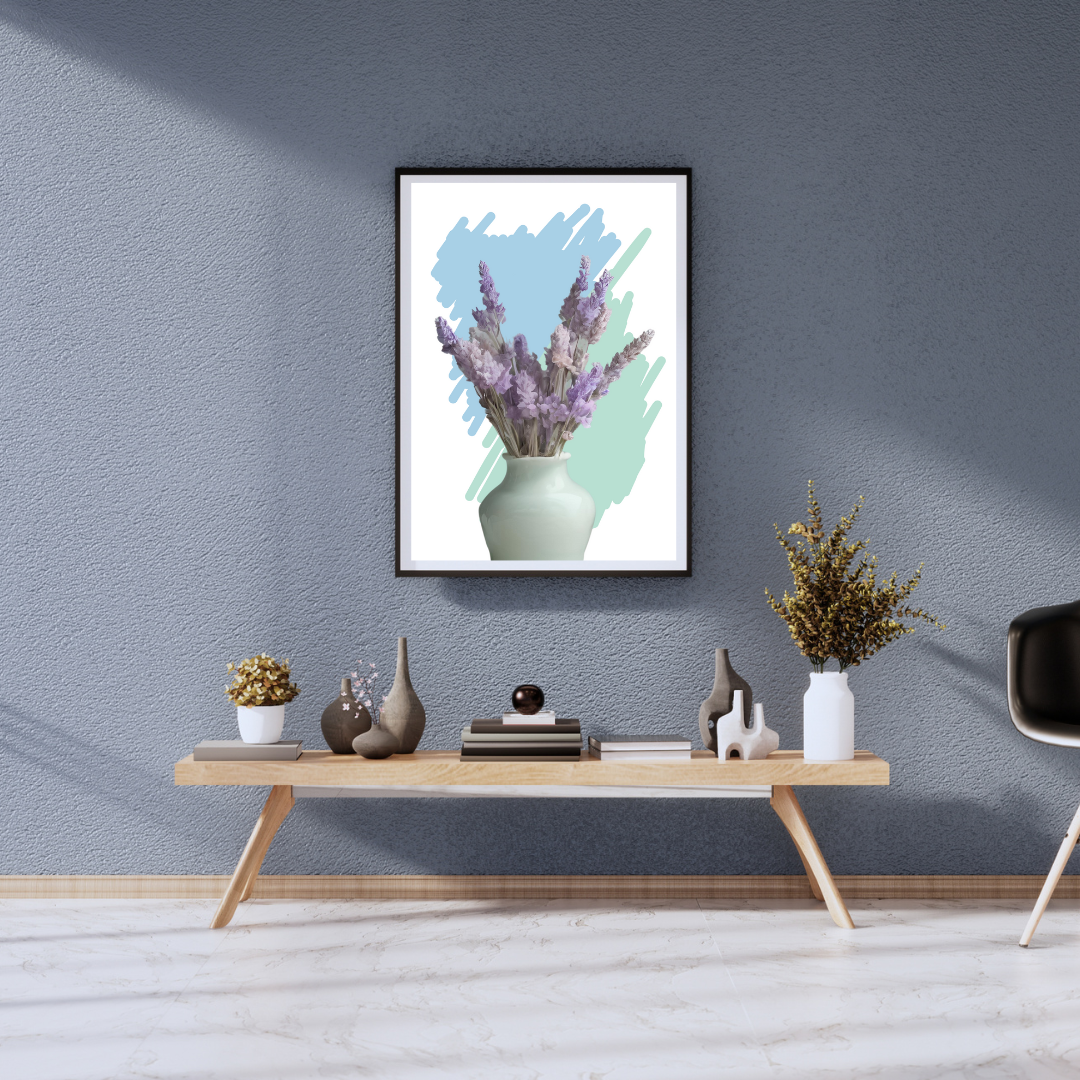 Lavender Vase Digital Wall Art – Minimalist Floral Print, Purple Botanical Artwork, Pastel Home Decor, Instant Download - Image 2