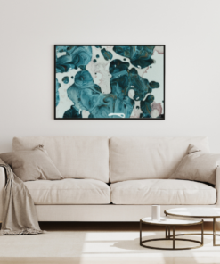 Crystal Flow – Abstract Blue & White Marble Effect Digital Wall Art