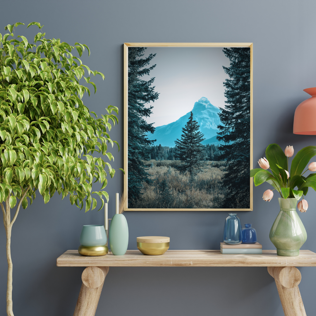 Evergreen Silence – Mountain Landscape Digital Wall Art - Image 3