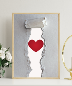 Torn Open Love – Minimalist Heart Digital Wall Art