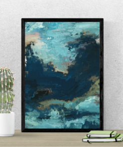 Painted Horizon – Abstract Ocean Sky Digital Wall Art Print