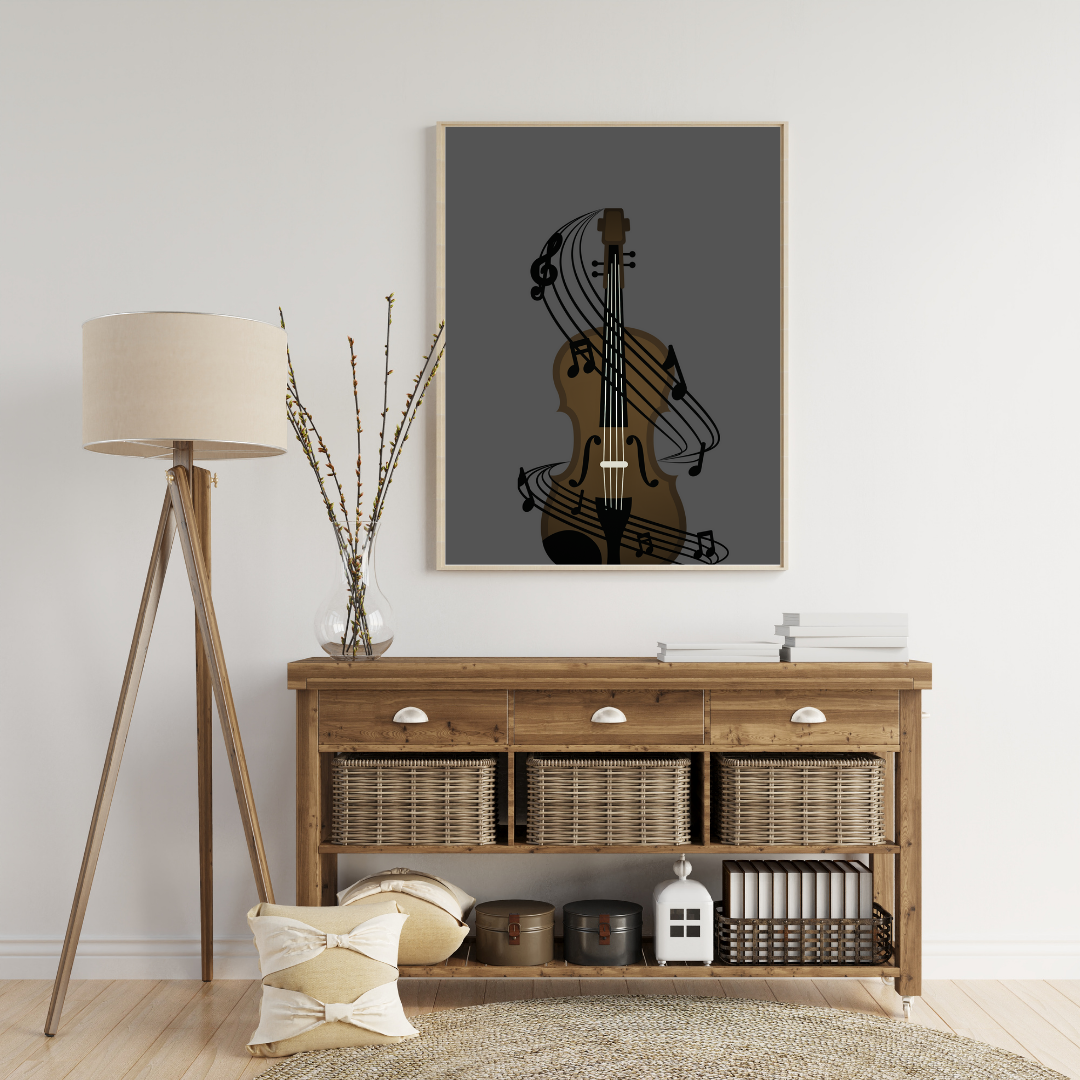 Symphony in Strings – Violin and Musical Notes Digital Wall Art - Image 4