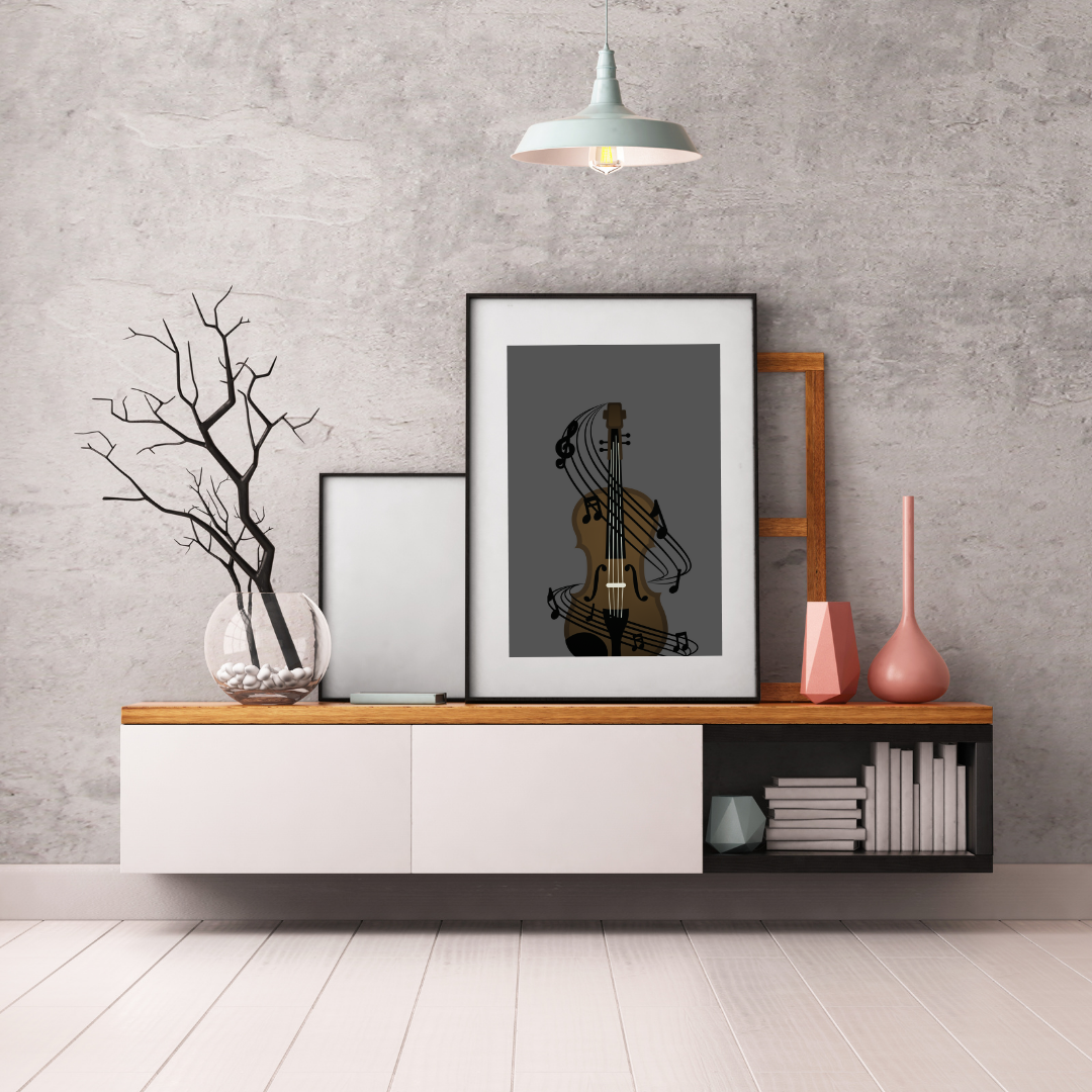 Symphony in Strings – Violin and Musical Notes Digital Wall Art - Image 3