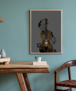 Symphony in Strings – Violin and Musical Notes Digital Wall Art