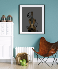 Alternative view of Symphony in Strings – Violin and Musical Notes Digital Wall Art