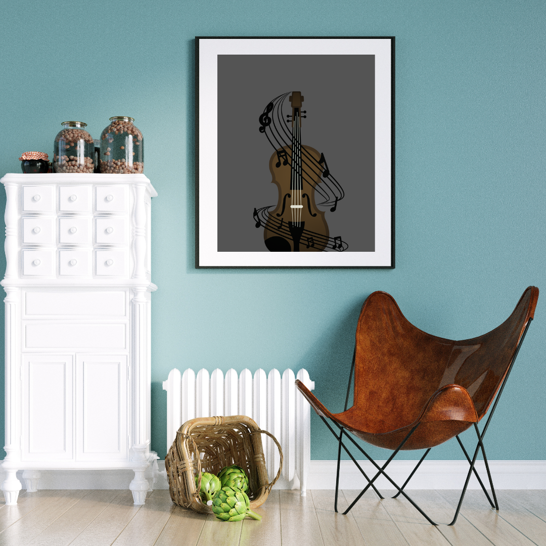 Symphony in Strings – Violin and Musical Notes Digital Wall Art - Image 2