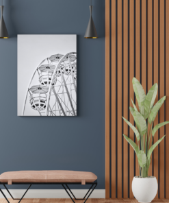 Alternative view of Urban Motion – Minimalist Black and White Ferris Wheel Wall Art