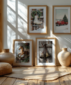 5 Christmas Bundle Prints | Vintage Christmas Printables | Farmhouse Winter Prints | Holiday Gallery Wall Prints | Digital Xmas Wall Decor.