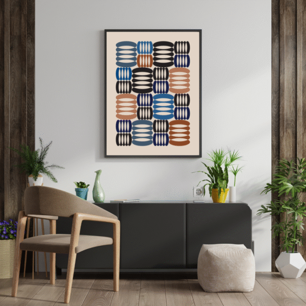 Mid-Century Modern Geometric Abstract Wall Art Print – Minimalist Retro ...