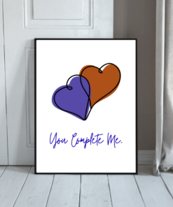 You Complete Me – Minimalist Couple Heart Wall Art Print | Romantic Digital Download Poster