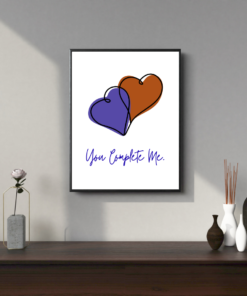 Alternative view of You Complete Me – Minimalist Couple Heart Wall Art Print | Romantic Digital Download Poster