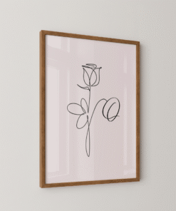 Alternative view of Minimalist Rose Line Art – Elegant One Line Flower Drawing Wall Print