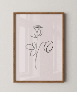 Minimalist Rose Line Art – Elegant One Line Flower Drawing Wall Print