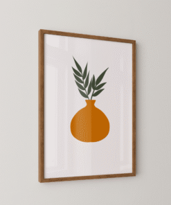Alternative view of Minimalist Boho Vase Wall Art Print – Modern Terracotta Pot with Green Leaves | Botanical Abstract Home Decor