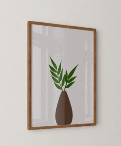 Alternative view of Minimalist Green Leaf Plant in Brown Vase – Modern Botanical Wall Art Print